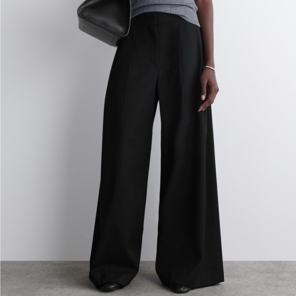 COS Black Wool/Viscose blend Wide-Leg Pants